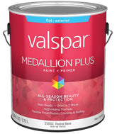Valspar Medallion Plus 2500 028.0025002.007 Latex Paint, Acrylic Base, Flat Sheen, Pastel Base, 1 gal, Plastic Can